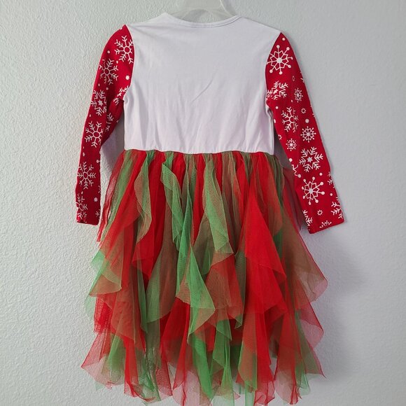 Girls Christmas Unicorn Tutu Dress Red and Green Size 4–5Y - Picture 3 of 11